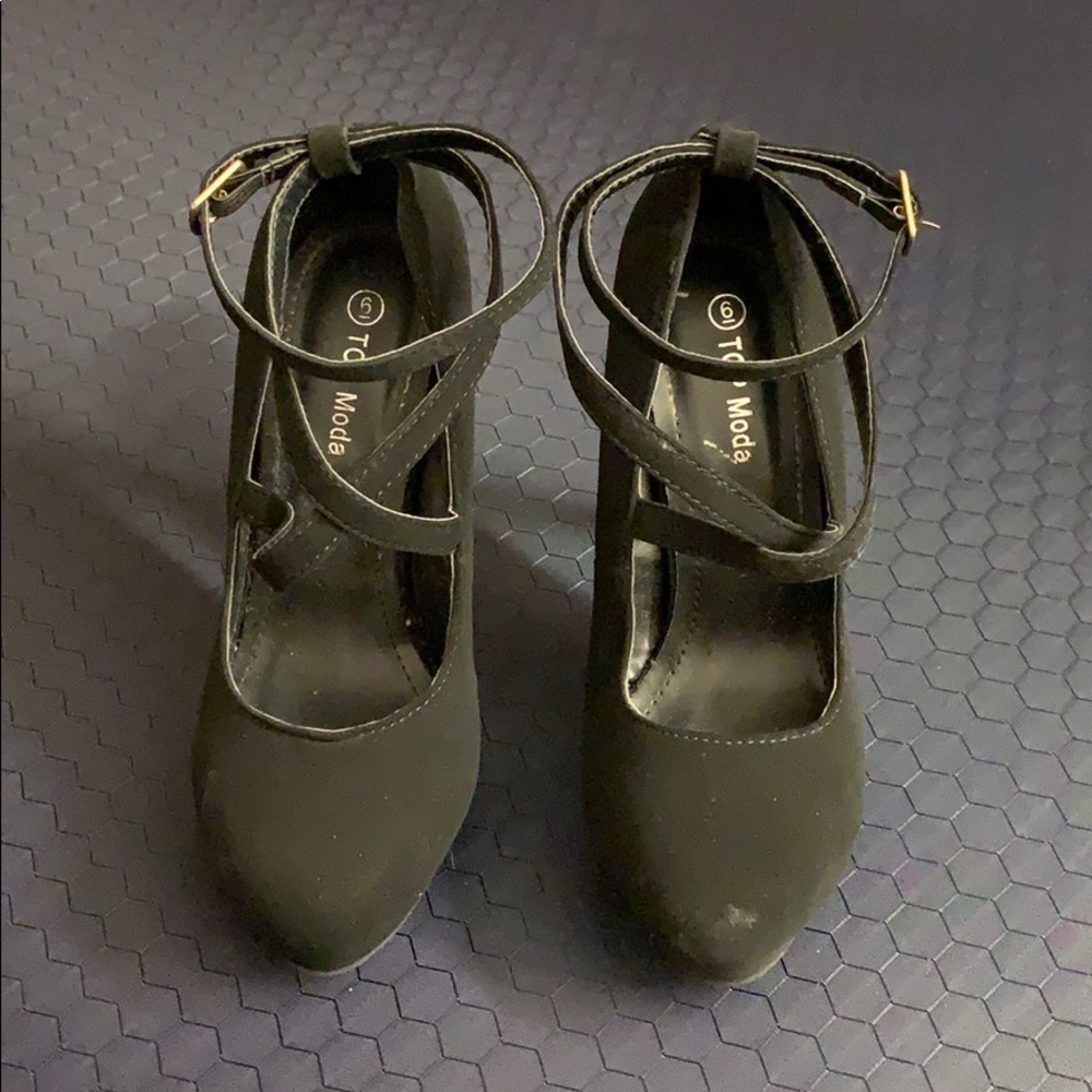Black suede heels TOP MODA